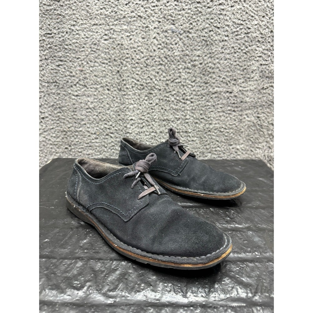 John Varvatos Suede Leather Lace Up Casual Oxford Loafers Black Size 10.5M US